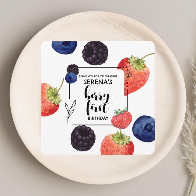 Tarjeta De Agradecimiento Berry First | 1 cumpleaños | Mezcla de Berry Squar (Subido por el creador)