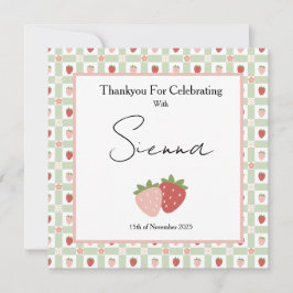 Tarjeta De Agradecimiento Berry First Birthday Customisable Gingham Print