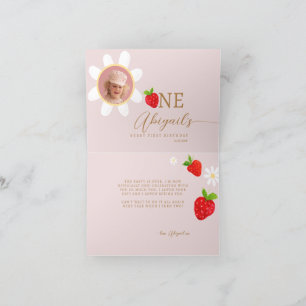 Tarjeta De Agradecimiento Berry First First Strawberry Birthday Photo