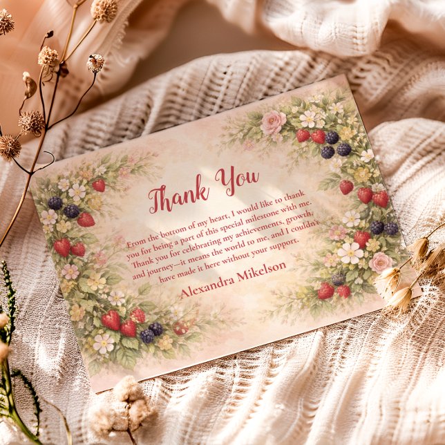 Tarjeta De Agradecimiento Berry First Garden 1st Birthday (Subido por el creador)