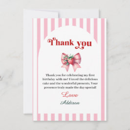 Tarjeta De Agradecimiento Berry First Strawberry and Bow