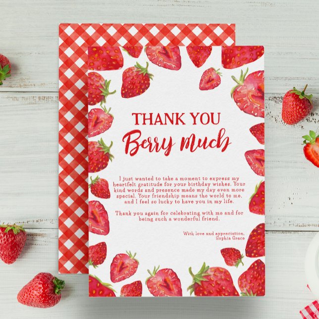 Tarjeta De Agradecimiento Berry First Strawberry Summer Birday (Subido por el creador)