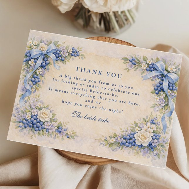 Tarjeta De Agradecimiento Berry in Love Blueberry Bridal Shower (Subido por el creador)