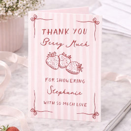Tarjeta De Agradecimiento Berry In Love Strawberry Pink Bridal Shower Folded