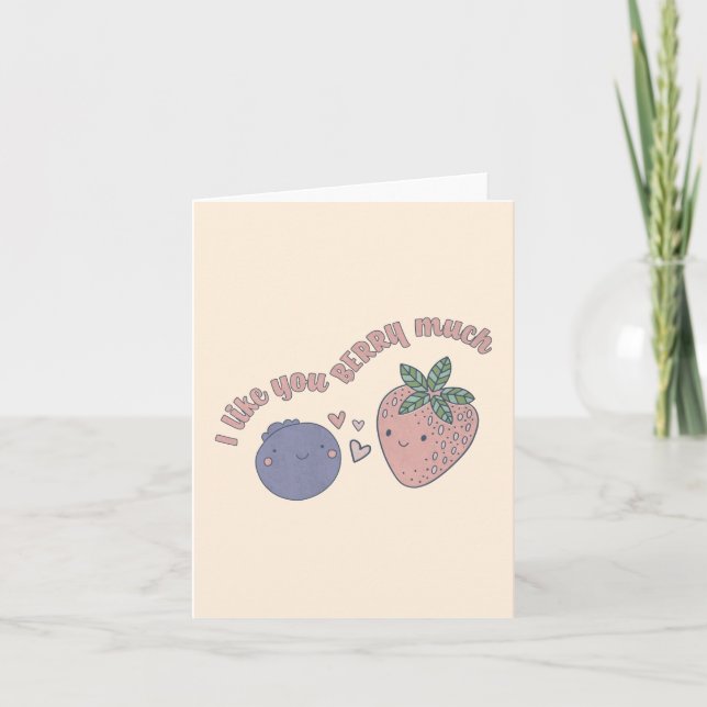 Tarjeta De Agradecimiento Berry Pun: Me Gusta Berry Mucho (Anverso)