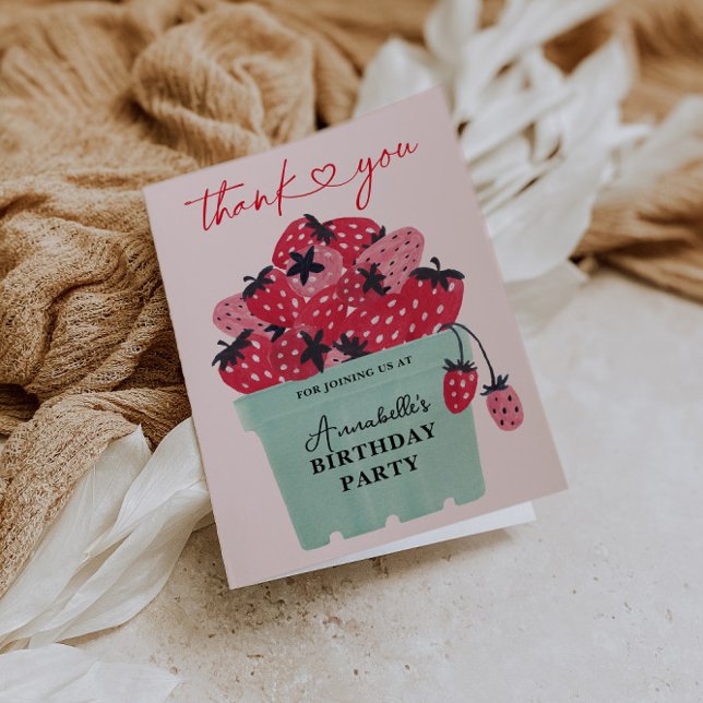 Tarjeta De Agradecimiento Berry Sweet 1er cumpleaños (Berry First Thank You Card)