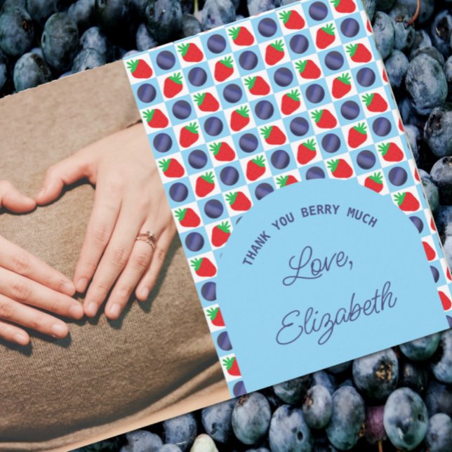 Tarjeta De Agradecimiento Berry Sweet Baby Shower (Subido por el creador)