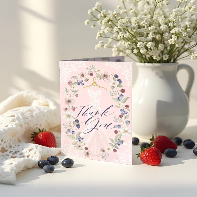 Tarjeta De Agradecimiento Berry Sweet Bridal Shower Wild Berries & Flowers (Berry Sweet Bridal Shower Wild Berries & Flowers Thank You Card)