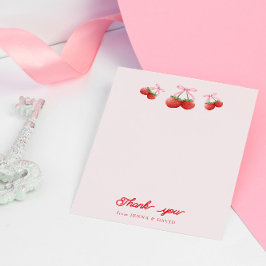 Tarjeta De Agradecimiento Berry Sweet Coquette Bow Baby Shower