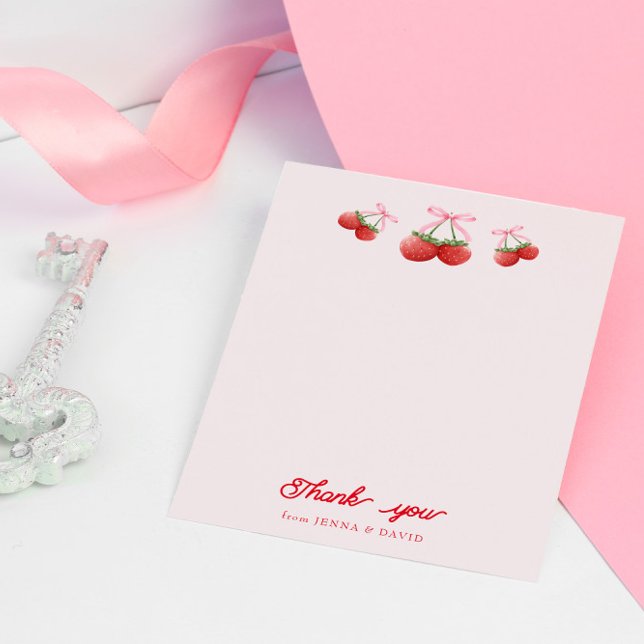 Tarjeta De Agradecimiento Berry Sweet Coquette Bow Baby Shower (Subido por el creador)