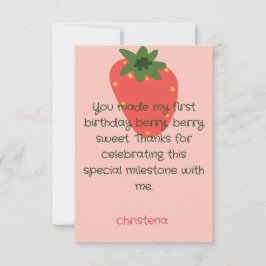 Tarjeta De Agradecimiento Berry Sweet First Birthday