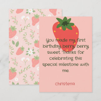 Tarjeta De Agradecimiento Berry Sweet First Birthday