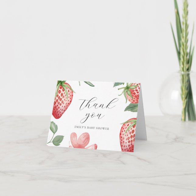 Tarjeta De Agradecimiento Berry Sweet Floral Baby Shower (Anverso)