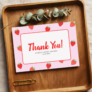 Tarjeta De Agradecimiento Berry Sweet Girly Strawberry Baby Shower