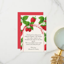 Berry Sweet Raspberry Kids Birthday Gracias Card