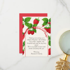 Tarjeta De Agradecimiento Berry Sweet Raspberry Kids Birthday Gracias Card