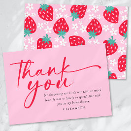 Tarjeta De Agradecimiento Berry Sweet Strawberry Red Pink Baby Shower