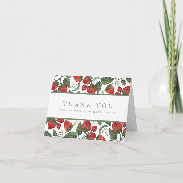Tarjeta De Agradecimiento Berry Theme Baby Shower Thank You Card (Anverso)