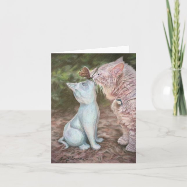 Tarjeta De Agradecimiento Besados de mariposa 4"x5.6" notecard plegado (Anverso)