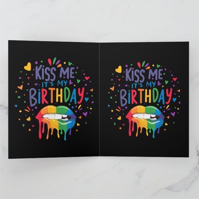 Tarjeta De Agradecimiento Bésame Es Mi Cumpleaños (Interior)