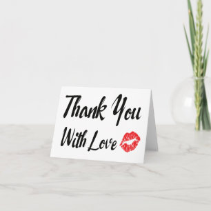 Tarjeta De Agradecimiento Besos de amor con lápiz labial rojo gracias en bla