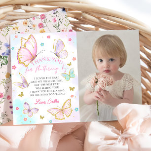 Tarjeta De Agradecimiento Besos de mariposa Cumpleaños de niña Foto
