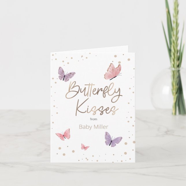 Tarjeta De Agradecimiento Besos de mariposa gracias (Anverso)