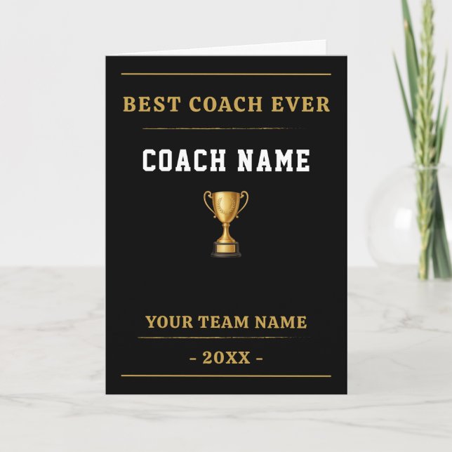Tarjeta De Agradecimiento Best Coach Ever Trophy Coach Appreciation Gift (Anverso)