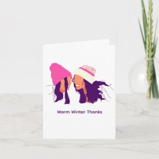 Tarjeta De Agradecimiento Best Friends in Cozy Hats • Folded Thank You