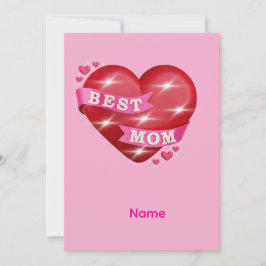 Tarjeta De Agradecimiento Best Mom 3D Glossy Red Heart Mother's Day Gif