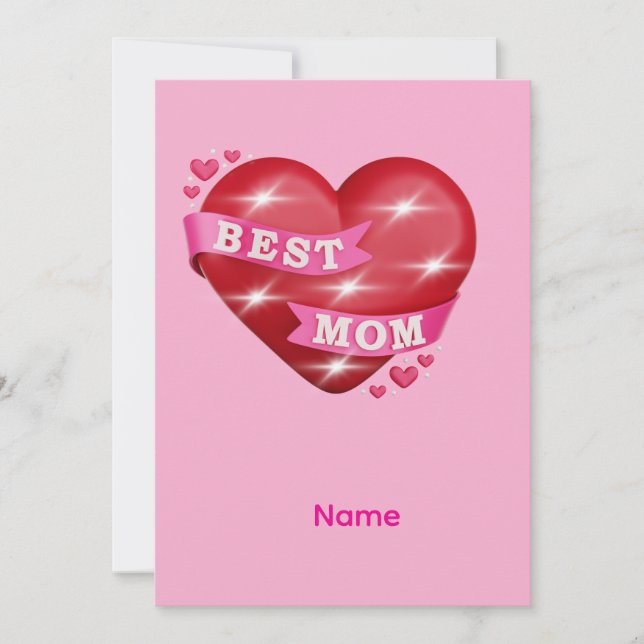 Tarjeta De Agradecimiento Best Mom 3D Glossy Red Heart Mother's Day Gif (Anverso)