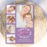 Tarjeta De Agradecimiento Best Mom In the World Scrip 5 Photos Mom<br><div class="desc">Lindo diseño de Tarjeta de Dia de la madre o cumpleaños de mama la tarjeta cuenta con linda tipografia moderna en tonos Rosa y Gris obscuro con la Frase "BEST MOM IN THE WORLD" y en la parte frontal 5 fotos personalizables para que inmortalize sus mejores momentos con mama. en...</div>