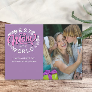 Tarjeta De Agradecimiento Best Mom in the World Scrip Photo Mom