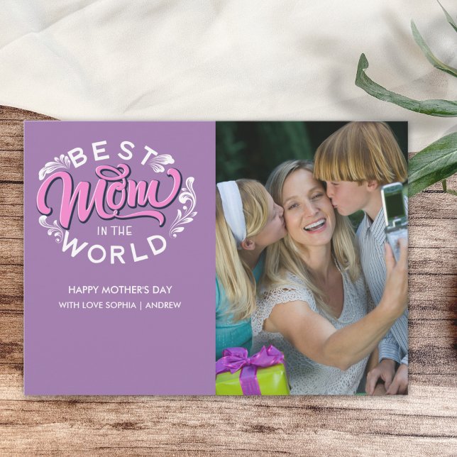 Tarjeta De Agradecimiento Best Mom in the World Scrip Photo Mom (Subido por el creador)