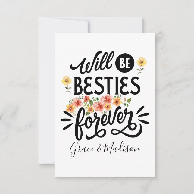Tarjeta De Agradecimiento Besties for Life BFF Friends Forever Gift (Anverso)