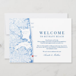 Tarjeta De Agradecimiento Bethany Beach Blue Boda Bienvenida Itinerary