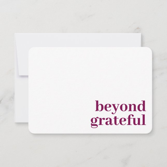 Tarjeta De Agradecimiento Beyond Grateful Thank You Modern Berry Card (Anverso)
