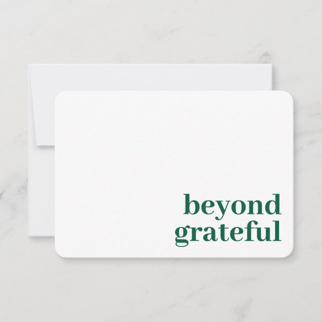 Tarjeta De Agradecimiento Beyond Grateful Thank You Modern Green Card (Anverso)