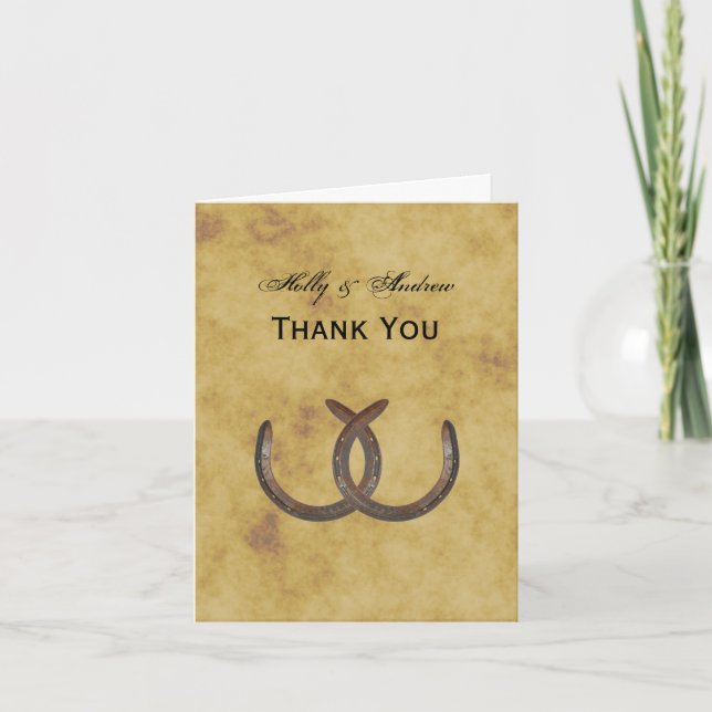 Tarjeta De Agradecimiento BG apenada las herraduras rústicas le agradece (Anverso)