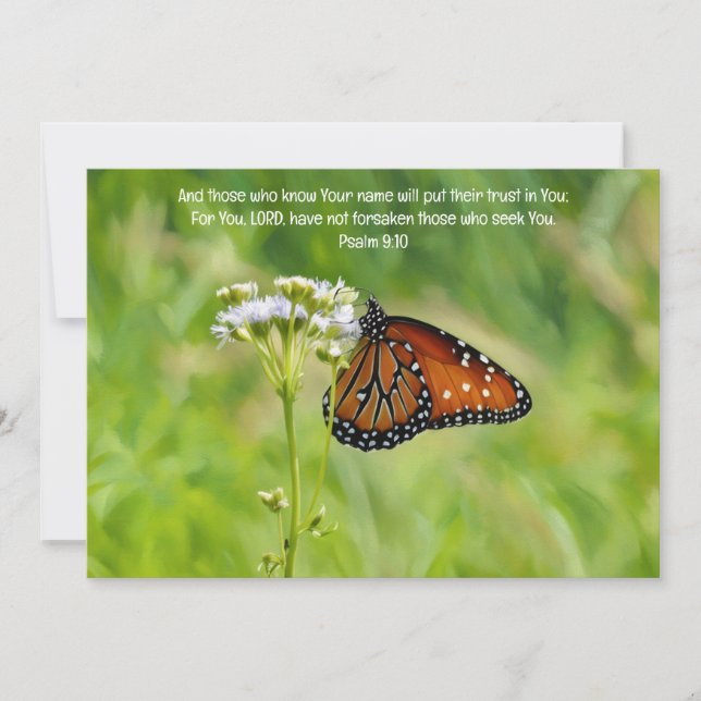 Tarjeta De Agradecimiento Biblia de mariposa y flor silvestre Verse Art Flat (Anverso)