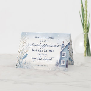 Tarjeta De Agradecimiento Biblia Verse 1 Samuel 16:7 Blue Watercolor