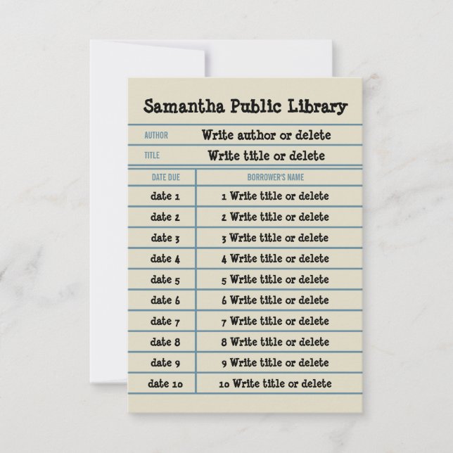 Tarjeta De Agradecimiento Biblioteca de línea de cuaderno personalizada (Anverso)