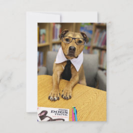 Tarjeta De Agradecimiento Biblioteca - libro de gafas inteligentes Funny Dog
