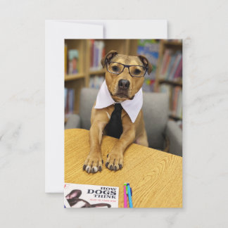 Tarjeta De Agradecimiento Biblioteca - libro de gafas inteligentes Funny Dog
