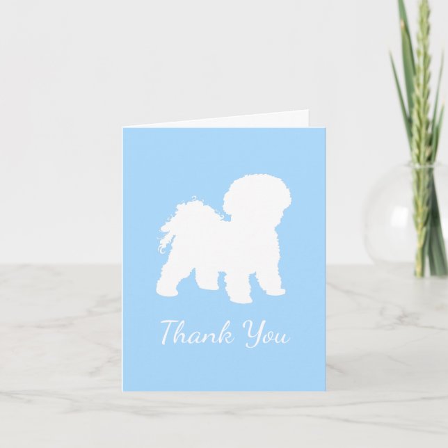 Tarjeta De Agradecimiento Bichon Frise Dog Baby Blue Boy Gracias Cartas (Anverso)