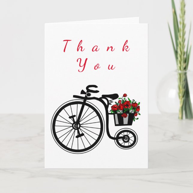 Tarjeta de agradecimiento Bicicleta con flores par (Anverso)