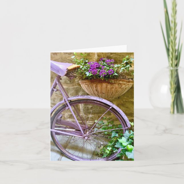 Tarjeta De Agradecimiento Bicicleta Cortona con flores (Anverso)