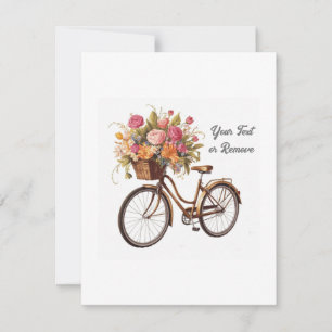 Tarjeta De Agradecimiento Bicicleta dorada con cosecha de flores
