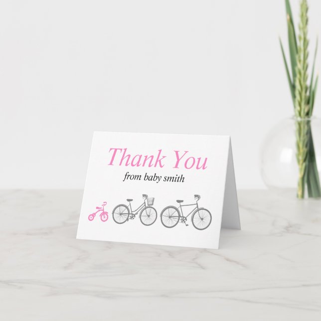 Tarjeta De Agradecimiento Bicicleta rosa (Anverso)