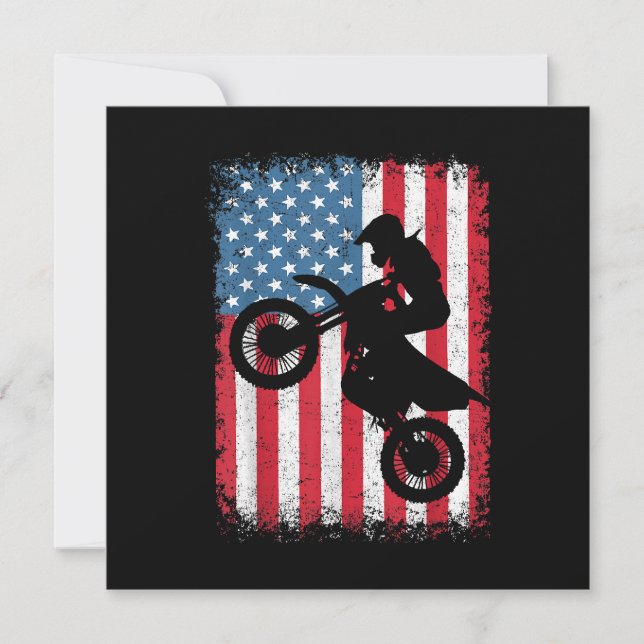 Tarjeta De Agradecimiento Bicicleta Sucia Bandera Estadounidense Motocross B (Anverso)